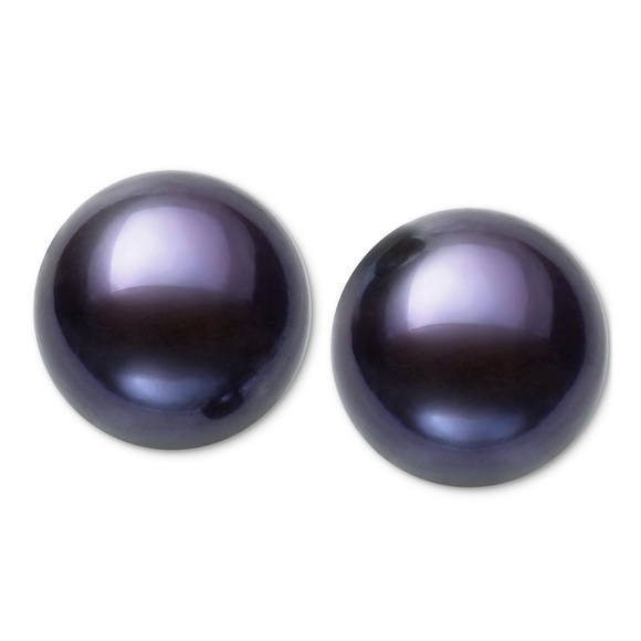 ♥️Genuine Freshwater Black Pearl (8-9mm)Sterling Silver Stud EarringsNWT - Picture 3 of 4